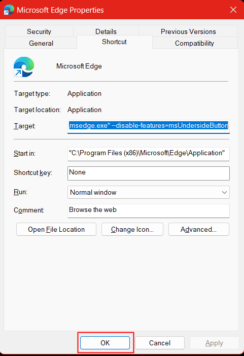 Click on OK to save the settings. How to Remove Bing Chat Button from Microsoft Edge
