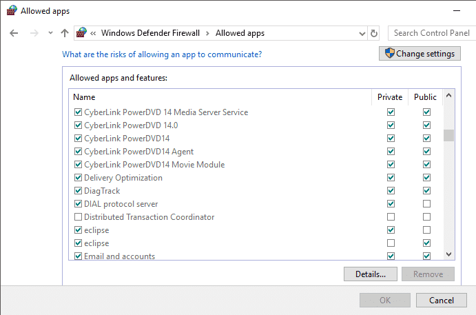 Click on Change settings button in the new window
