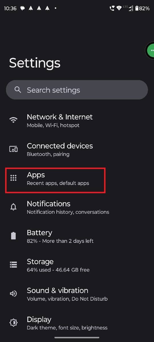 Open Settings and then select Apps. 