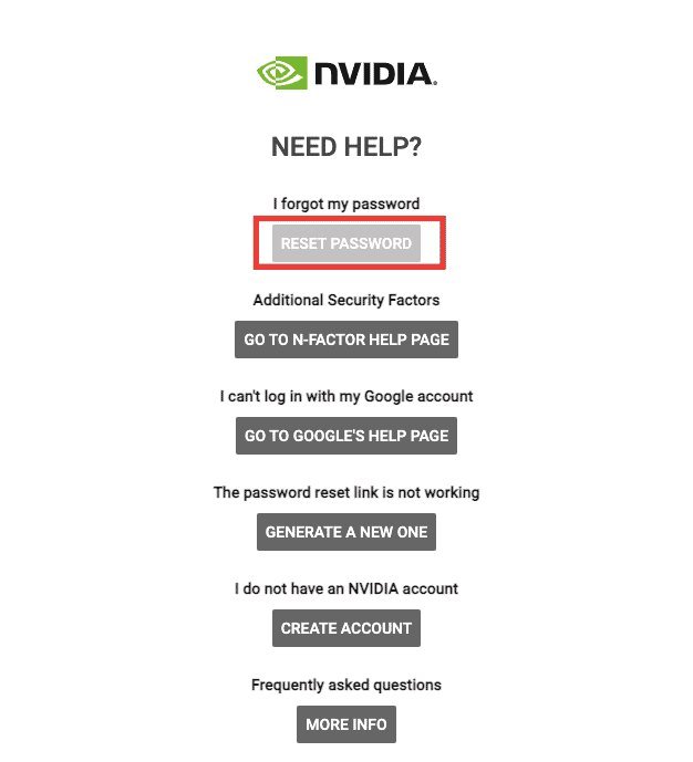 select reset password