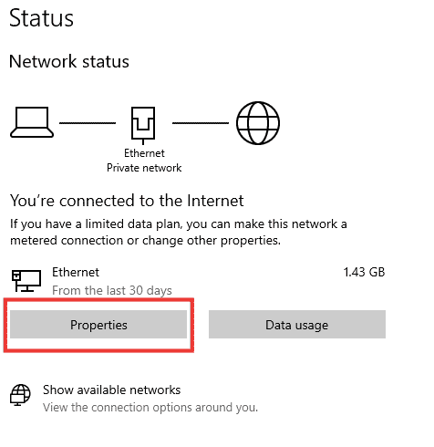 click on properties