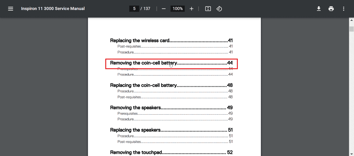 you can find the Instructions on How to Replace or Remove the CMOS battery