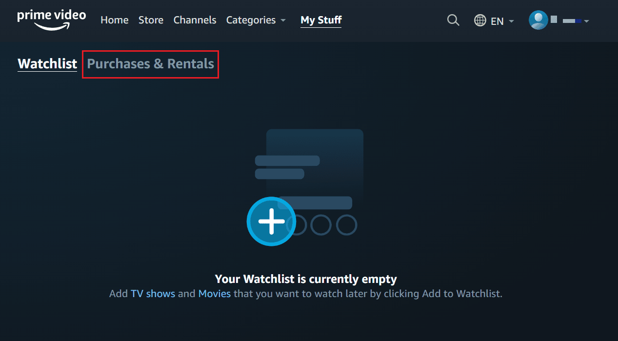 Click on the Purchases & Rentals tab