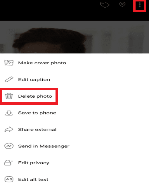 Tap on the three dots and select Delete photo