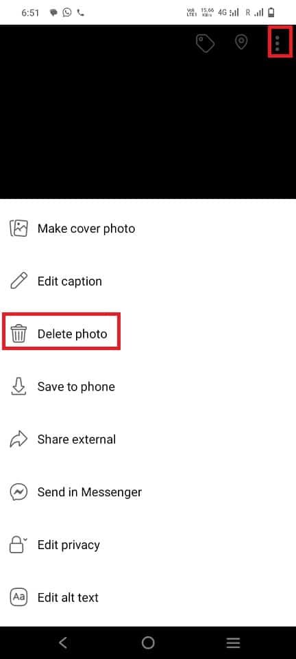 Tap on the three dots and select Delete photo to delete your profile picture