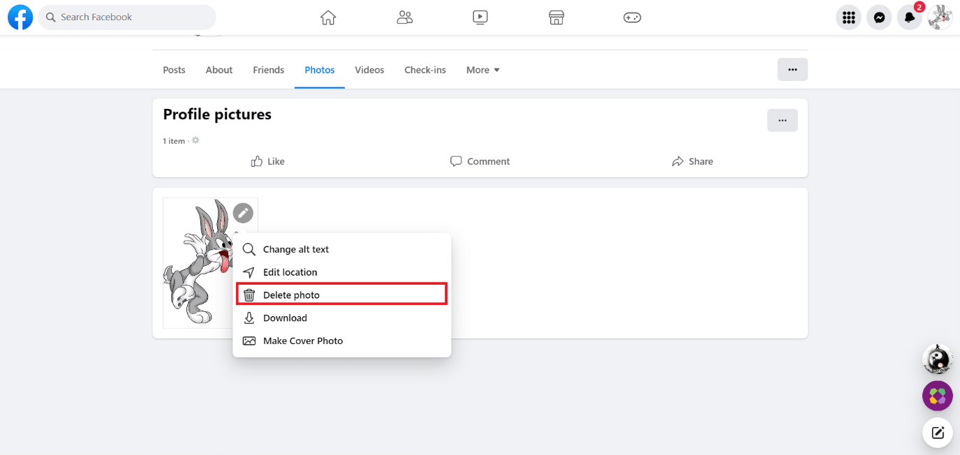 Select Delete photo