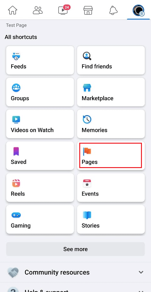 tap on the Pages tab