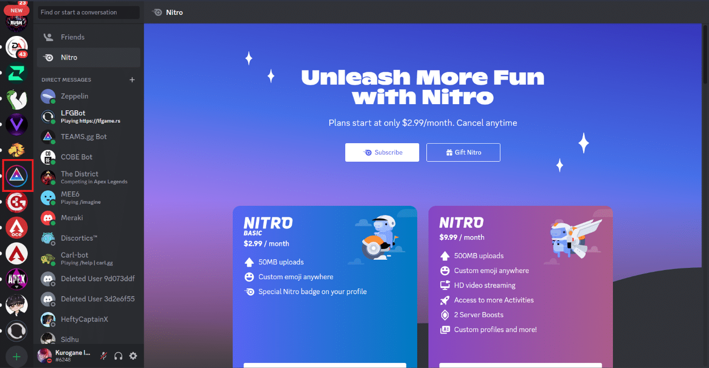 Click on the Server you wish to leave on the left hand sidebar.