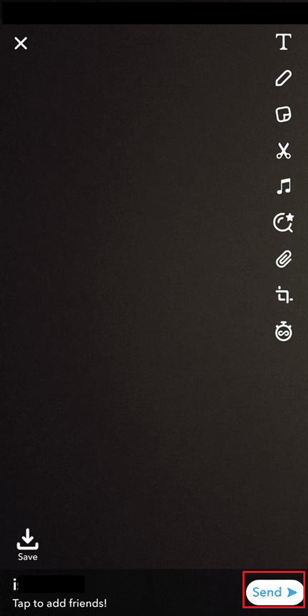 take a snap from the opened Camera and tap on Send to deliver it to the selected chat