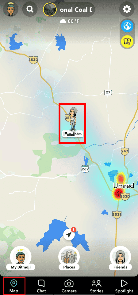 Tap on Map tab and Check the Snap Map | How to Tell If Someone Deleted Their Snapchat Account