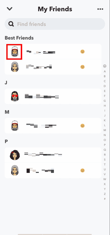 From the list of friends, tap on the desired profile | How to Tell If Someone Deleted Their Snapchat Account