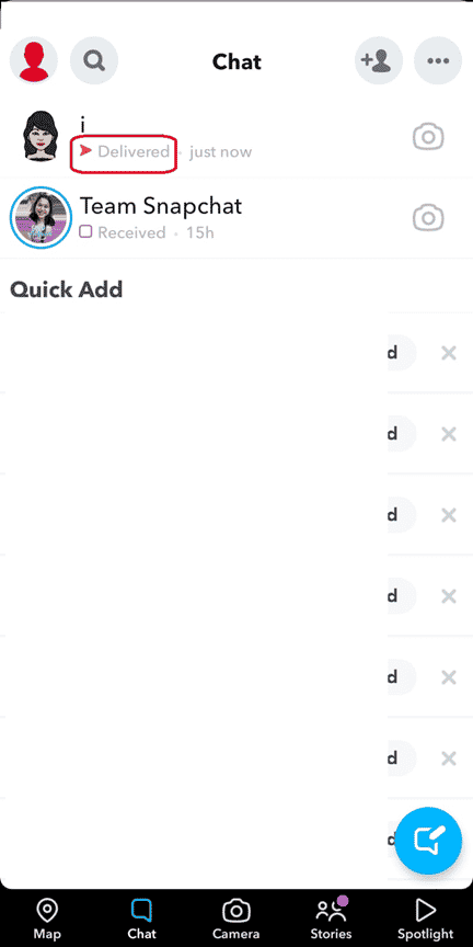 Once sent, the Delivered icon will appear