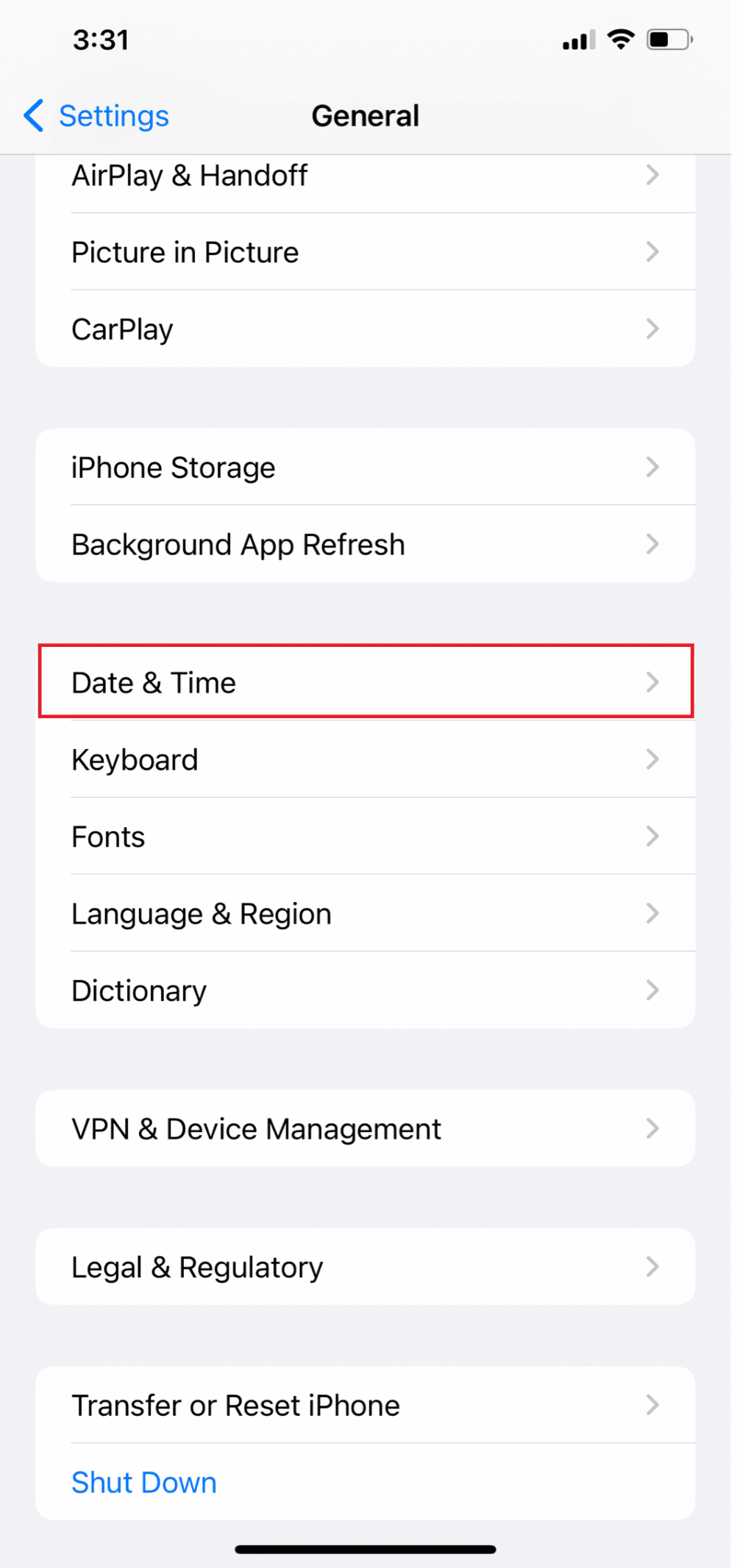Tap on Date & Time