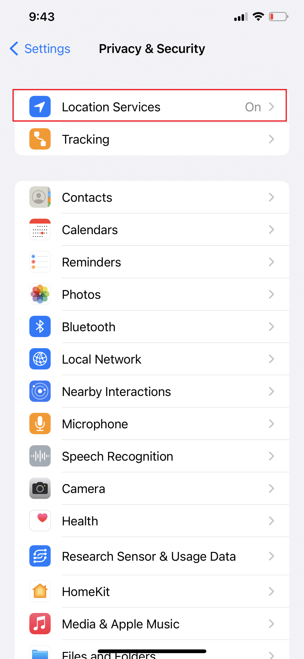Select Location Services