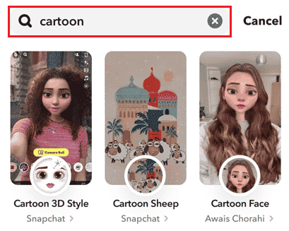 Search Cartoon in the top search bar and select the filter you like from the results