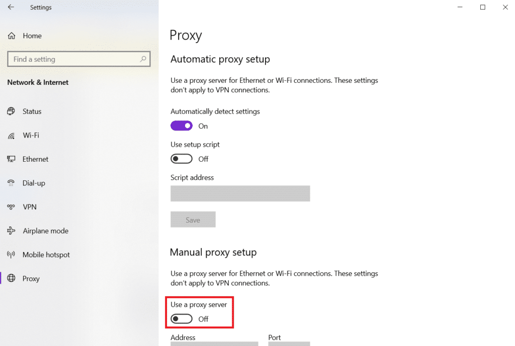 Change Proxy Settings