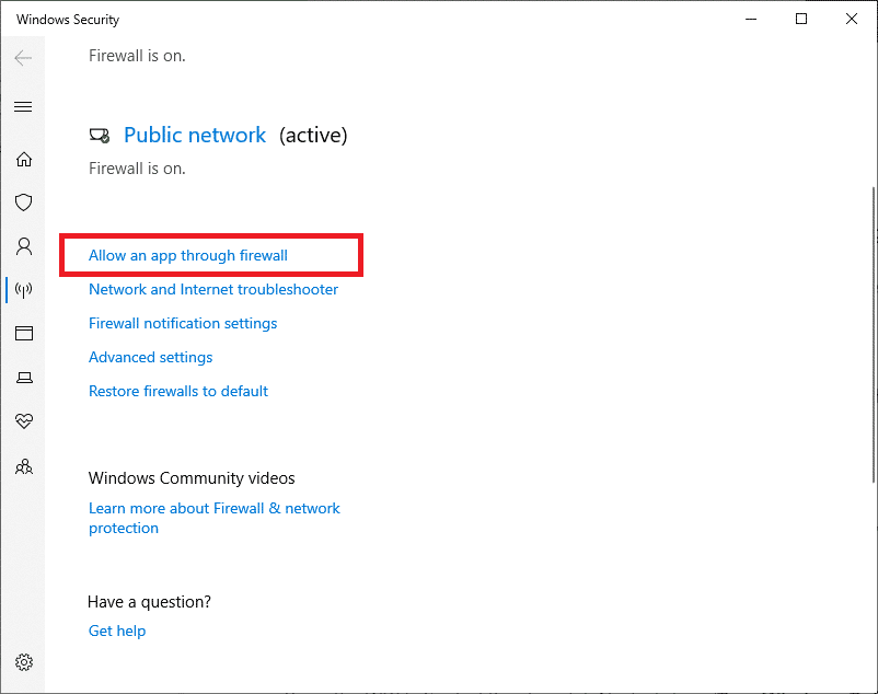 Change Firewall Settings