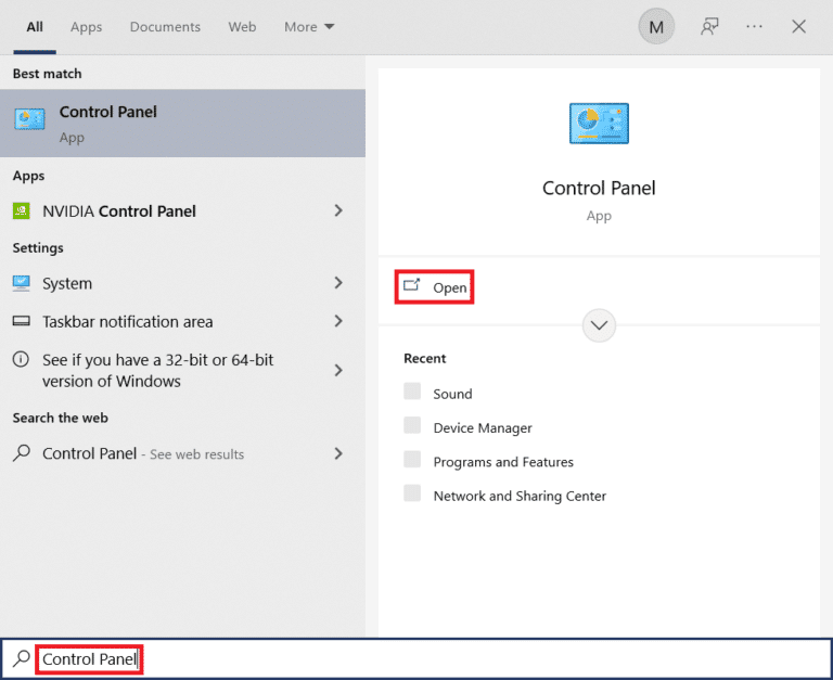 Open Control Panel. Fix Zoom Error Code 103033 on Windows 10