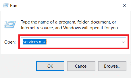 Type Services.msc and hit the Enter key