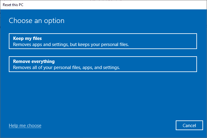 reset this PC
