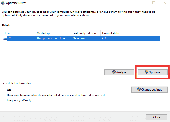 click on optimize. Fix Desktop Window Manager Stopped Working