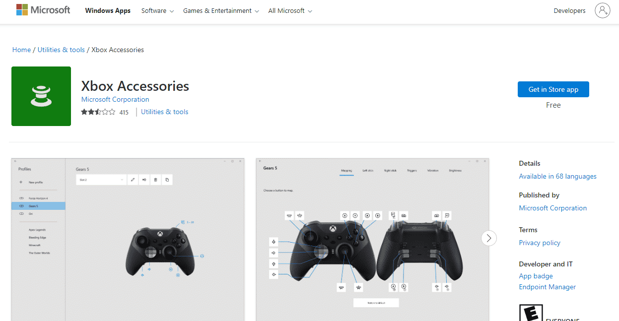 Open Xbox Accessories app 