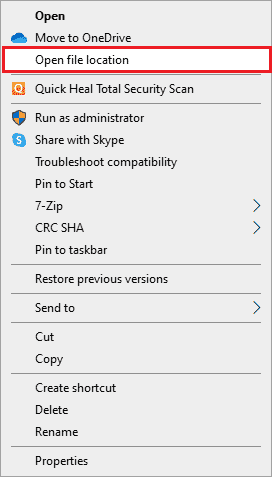 Right click on the desktop shortcut of BlueStacks and choose Open file location in the option
