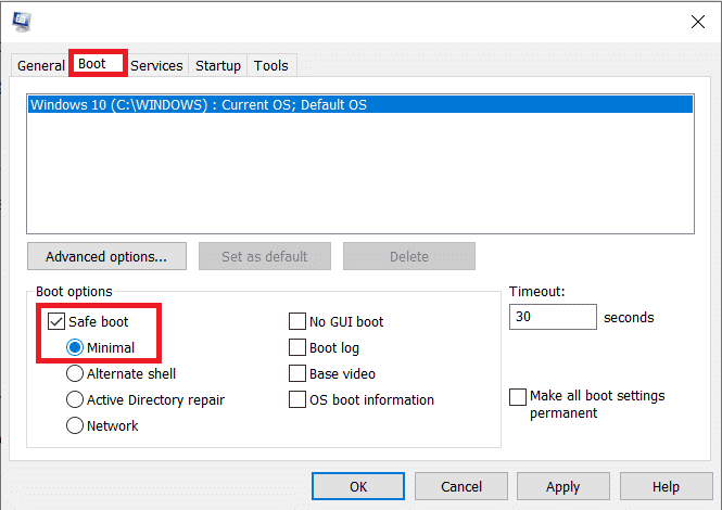 select Minimal and click on OK