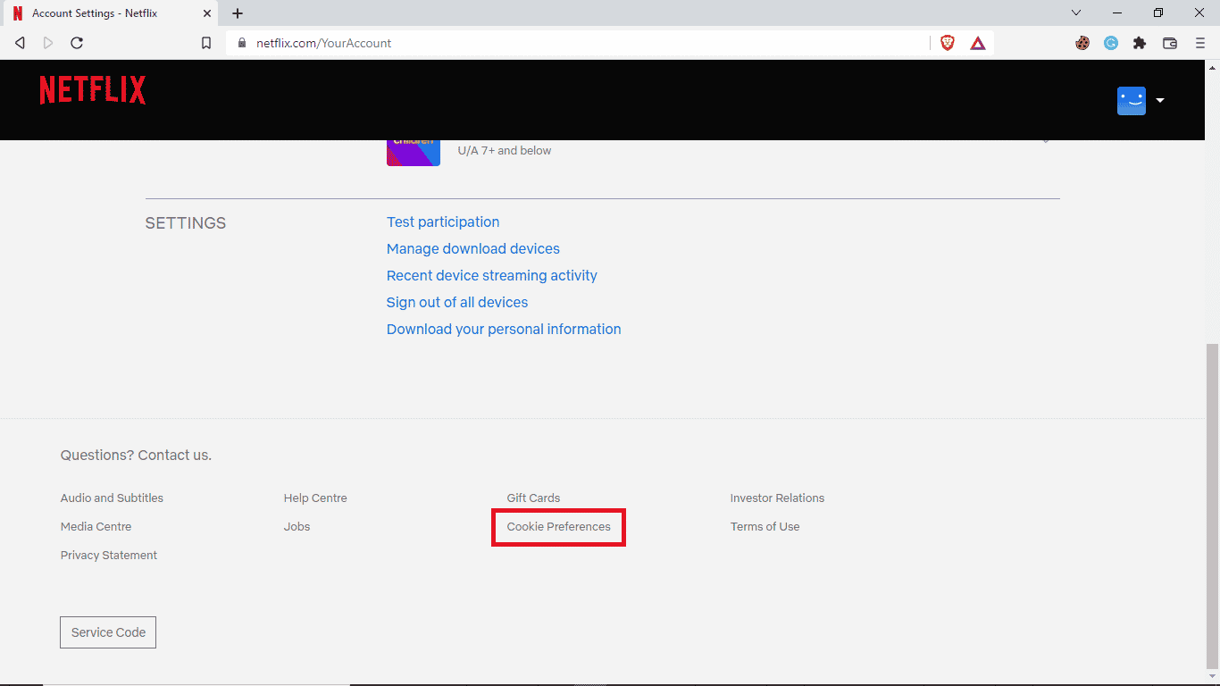 Click on Cookies preferences