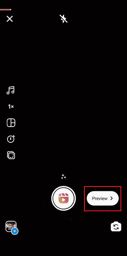 Once you are done editing, tap on Preview to see how the reel came out