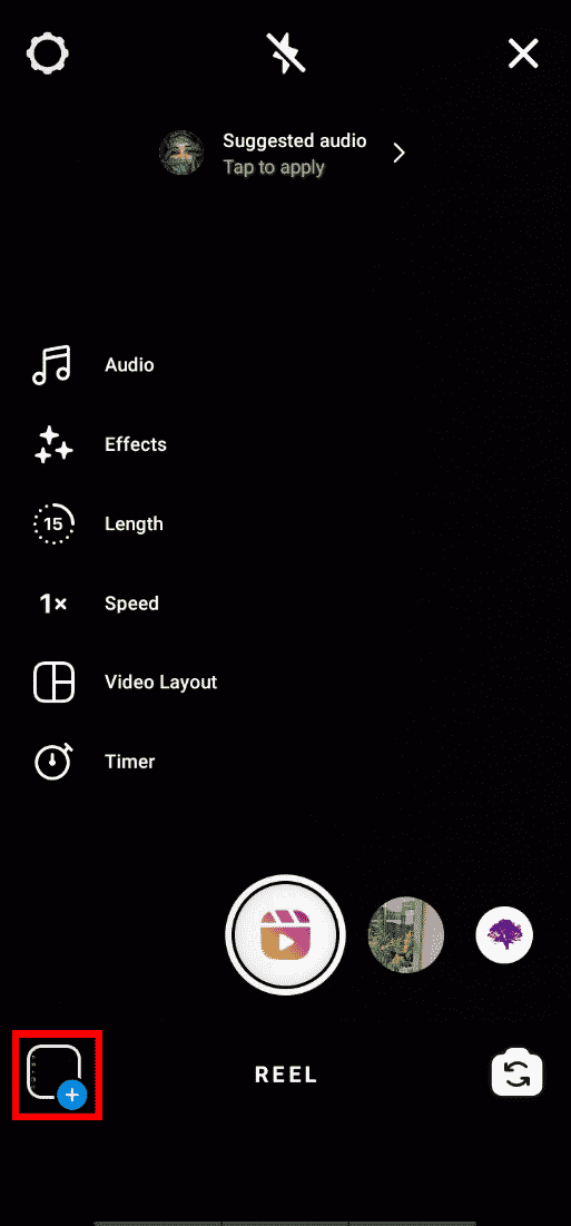 Tap on the Gallery thumbnail to add photos and videos.
