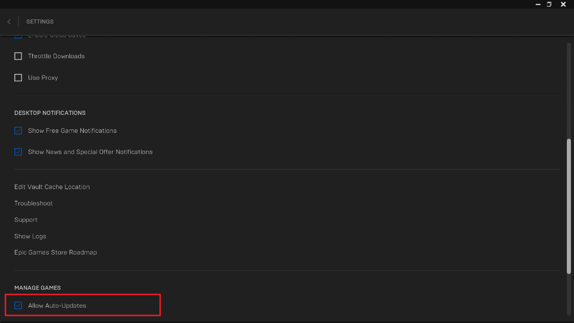 enable Allow Auto Updates