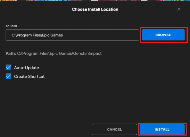 choose the install location by clicking on Browse and click on the Install button