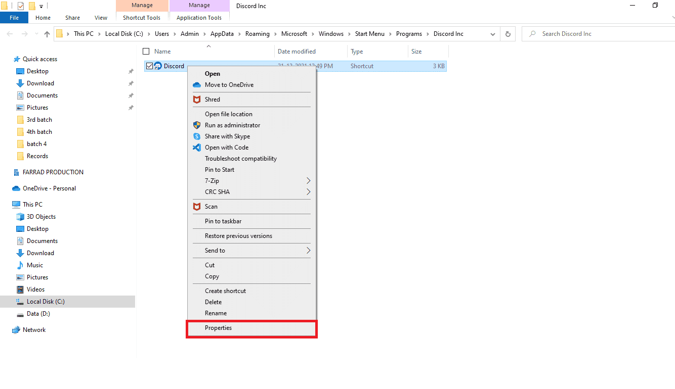 right click on the Discord app and choose Properties. Fix Discord Screen Share Not Working in Windows 10