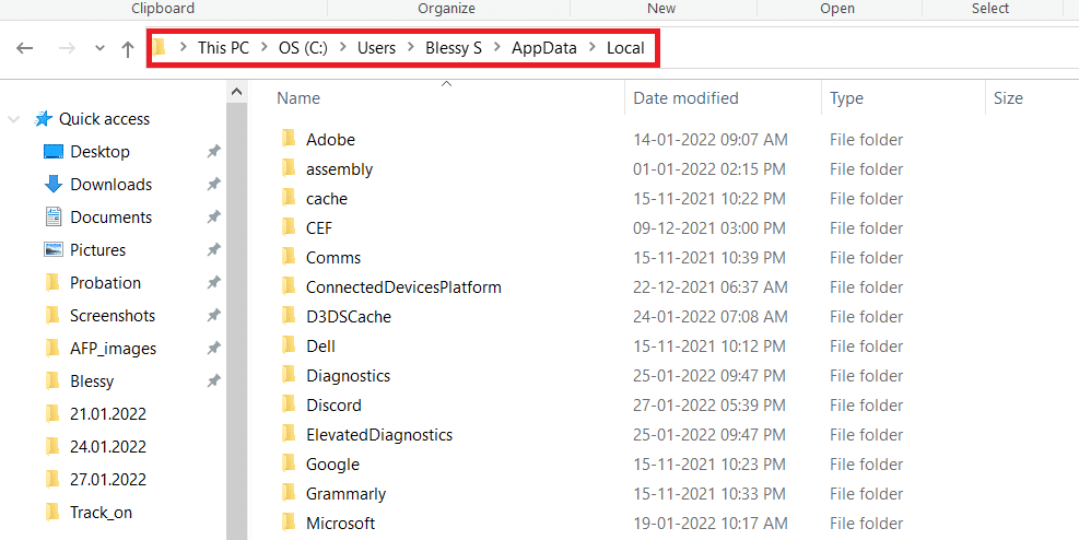 go to Discord appdata local folder