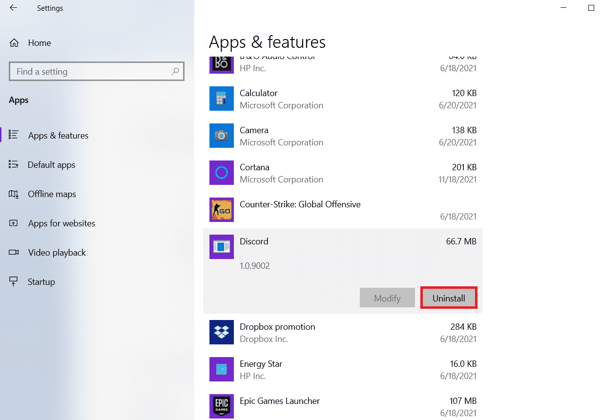 click on Uninstall button