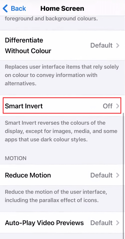 Swipe down and tap on the Smart Invert - On option | How to Change Battery Color on iPhone
