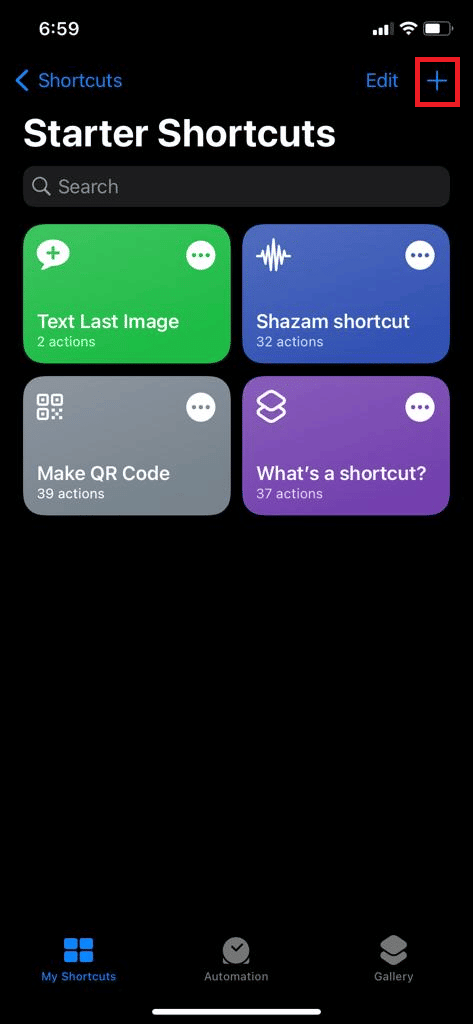 Tap on the Add (+) icon from the top-right corner