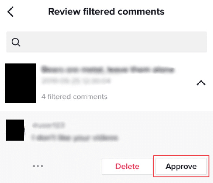 Tap on Approve for the desired comment to approve it