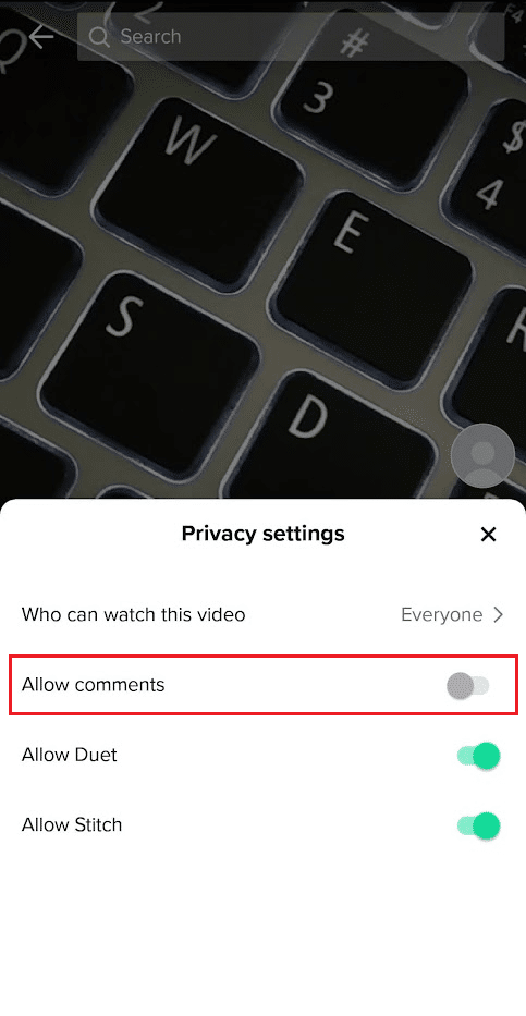 Turn off the toggle for the Allow comments option