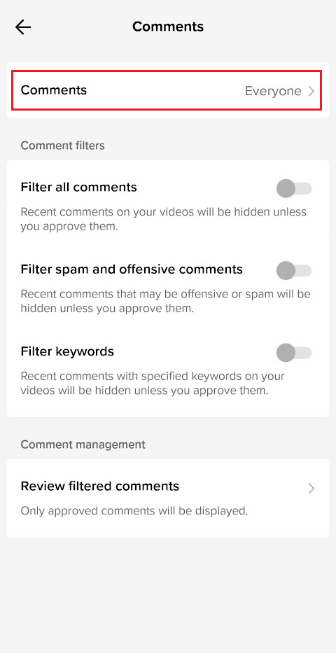 Tap on Comments - Comments from the top