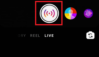 tap on the Capture button to start the live video