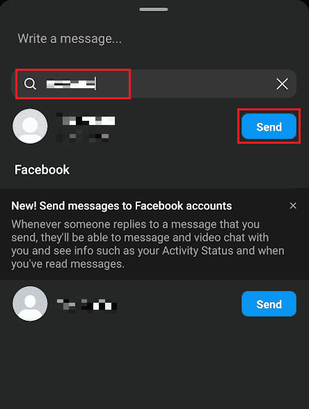 Search for your other Instagram account and tap on Send to share the Live link | How to Watch Instagram Live Anonymously