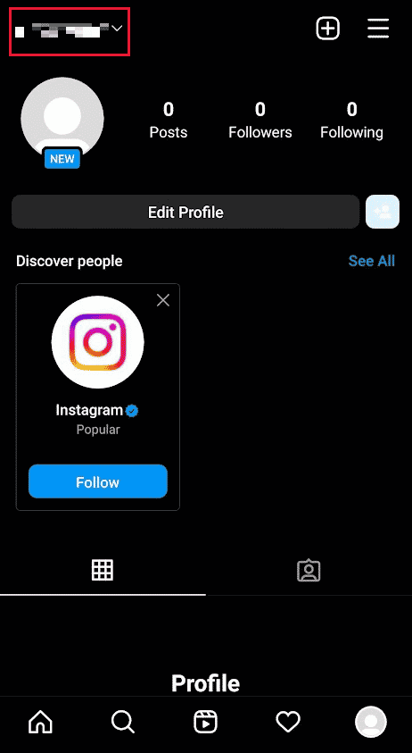 from the Profile page of your account, tap on your Username from the top left corner