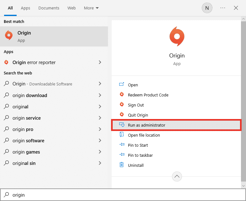 open Origin as administrator
