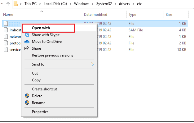 click on the Open with option