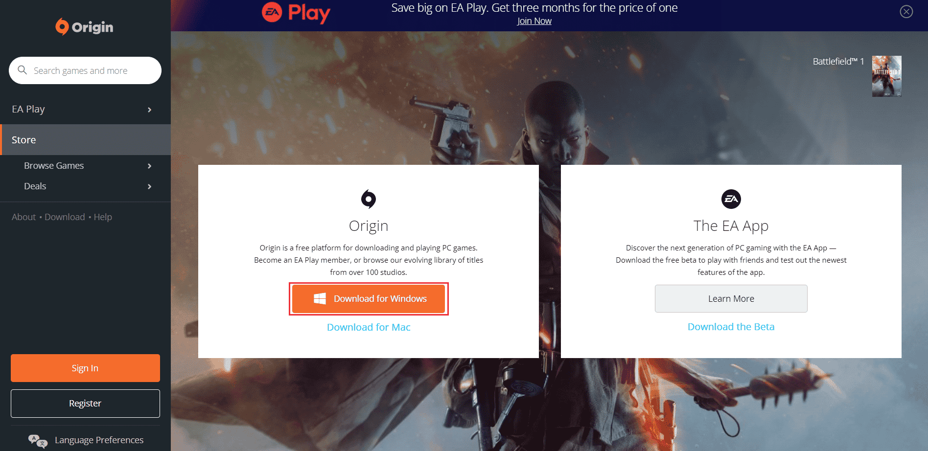 download origin from official website