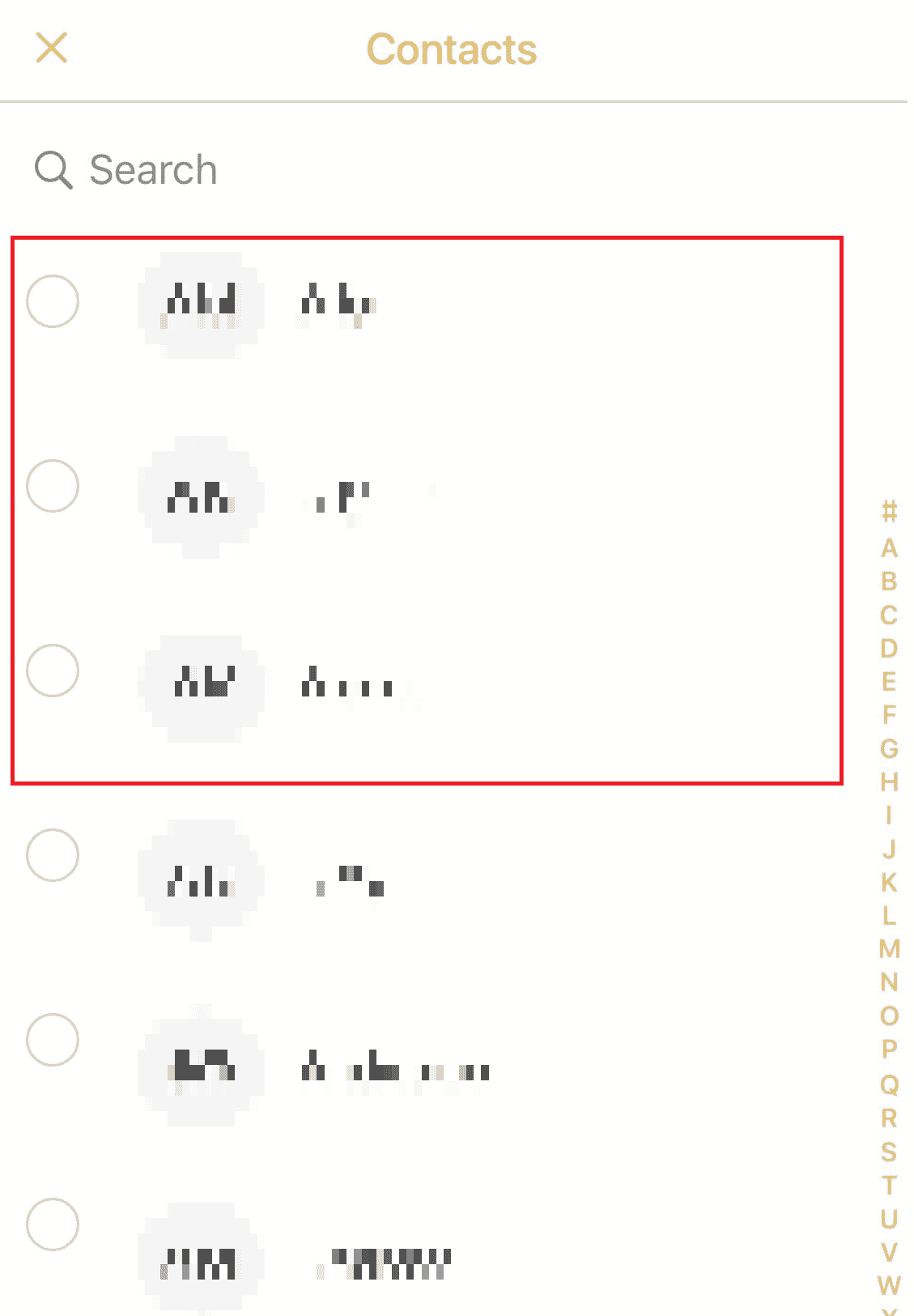 select the desired contacts