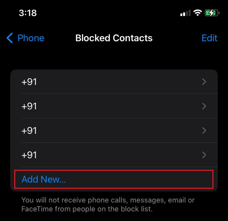 Tap on Blocked Contacts and tap on Add New | How to Block Number from Calling and Texting on T-Mobile