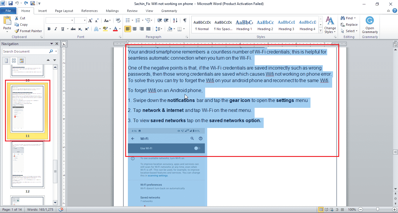 select the entire content and press the Delete key